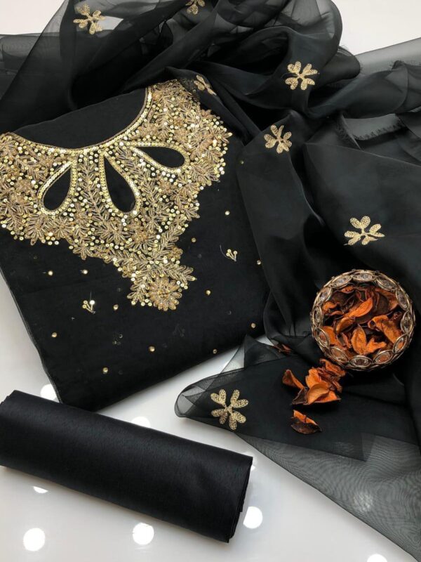 Hot Handmade 3-Piece Dress 2K25 | Heavy Cut Dana & Aari Work on Indian Organza – Premium Partywear Collection - Image 4
