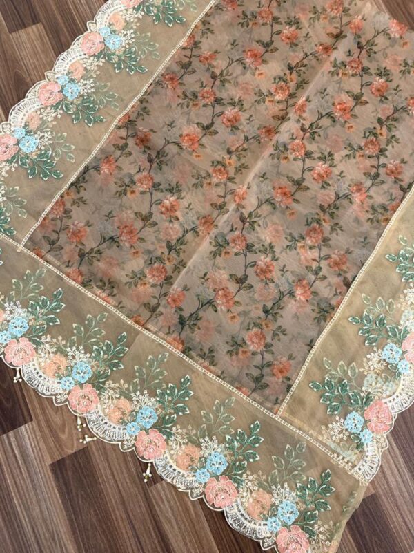 Maria B Unstitched Replica | Luxury Chiffon Dress with Adda Work & Embroidered Organza Dupatta – Festive Edition - Image 3