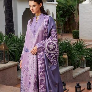 Mushq Unstitched Replica Lawn Cotton Suit | Embroidered Shirt, Trouser & Dupatta – Premium Quality