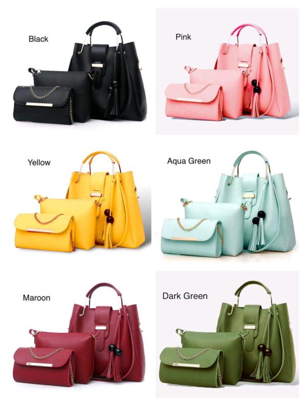 New Arrival 3-Piece Soft Leather Bag Set | Cloud Bag, Wallet & Keychain – 12 Colors Available - Image 3