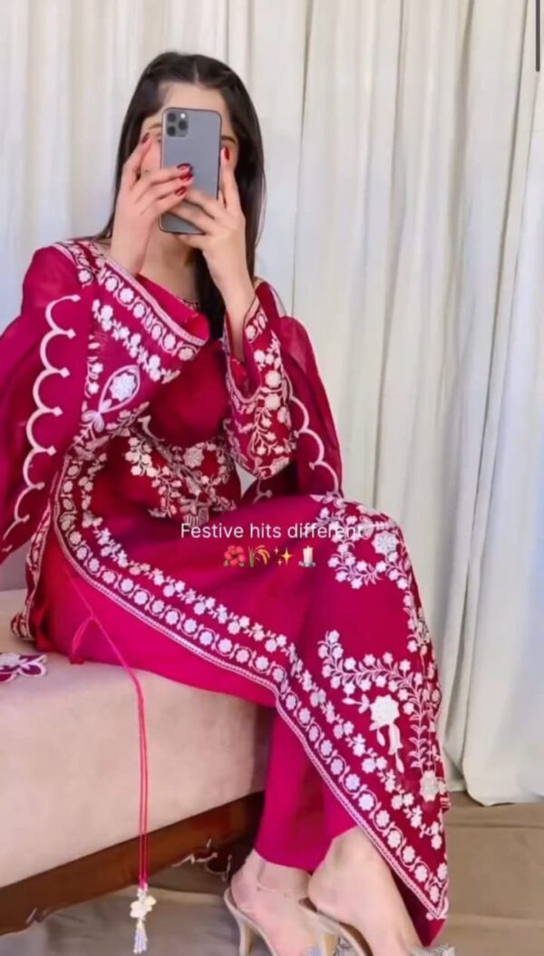 Jane-Janat Organza 3PC Set | Fully Embroidered Shirt, Trouser & Dupatta – 4 Colors Available 1 - Image 2