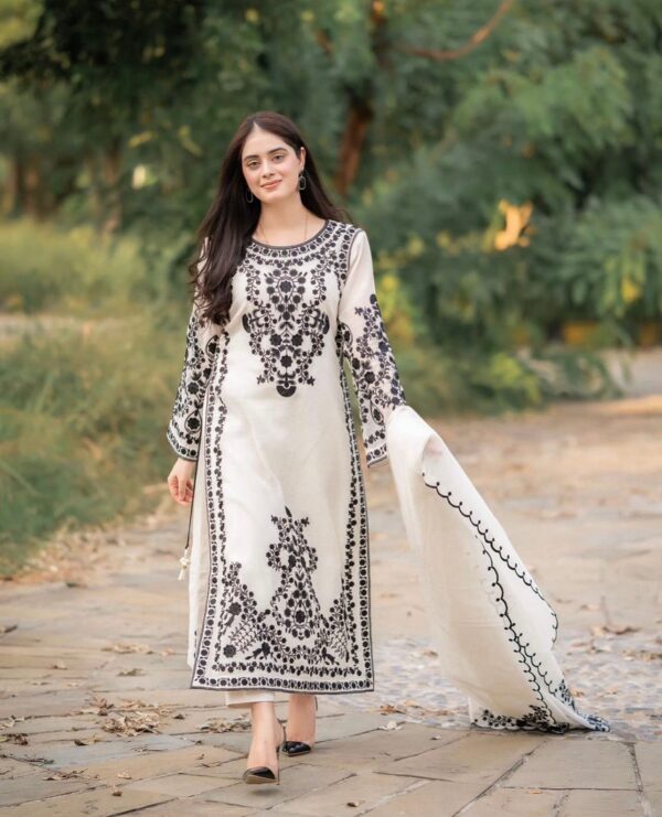 Jane-Janat Organza 3PC Set | Fully Embroidered Shirt, Trouser & Dupatta – 4 Colors Available 3 - Image 2