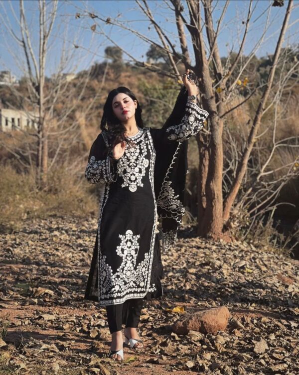 Jane-Janat Organza 3PC Set | Fully Embroidered Shirt, Trouser & Dupatta – 4 Colors Available - Image 9