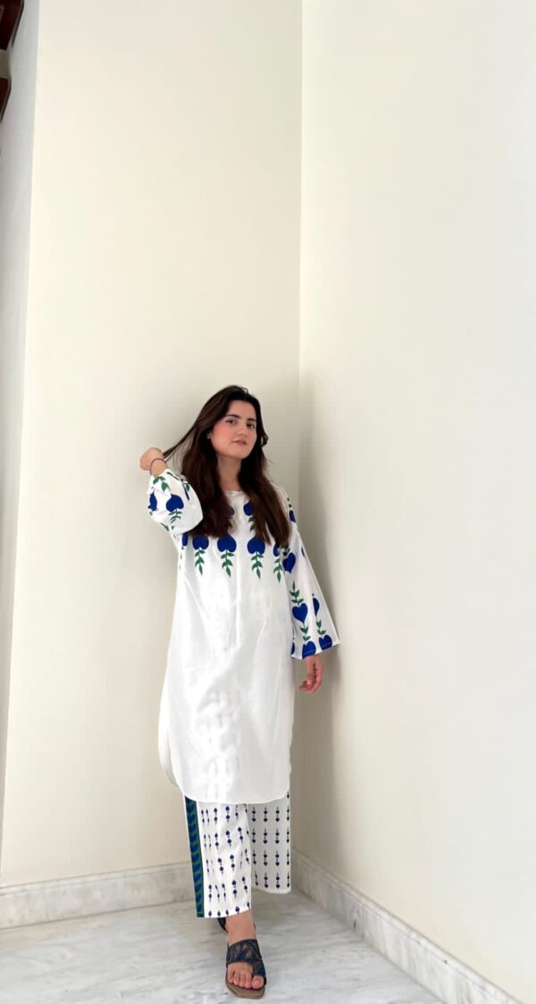 White Dove Summer Lilen Two-Piece Suit | Printed Design on Shirt & Trouser – 4 Colors Available - Image 5