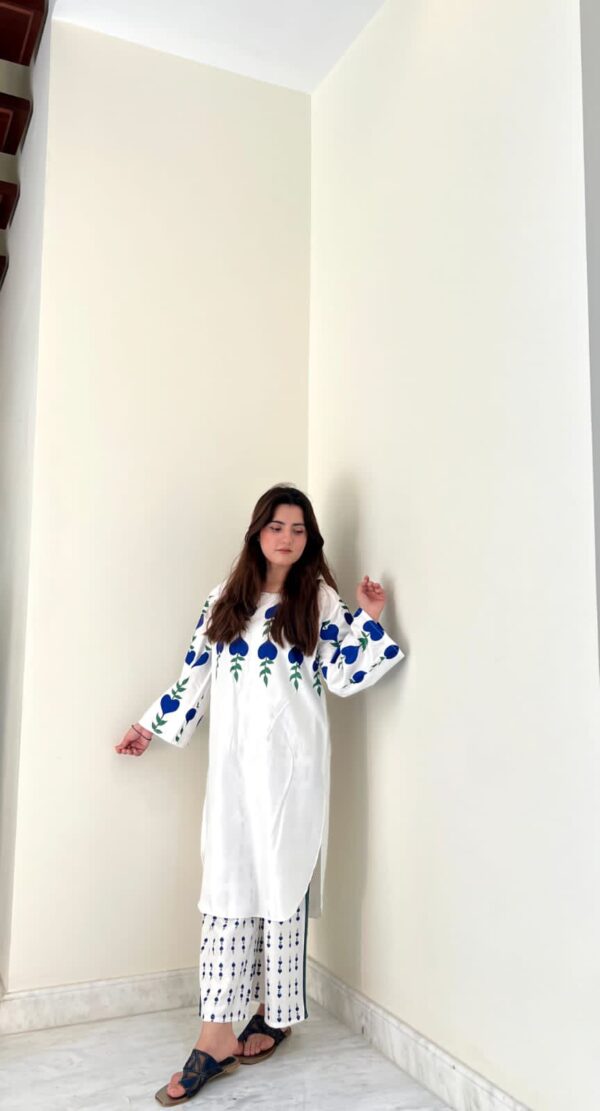 White Dove Summer Lilen Two-Piece Suit | Printed Design on Shirt & Trouser – 4 Colors Available - Image 10