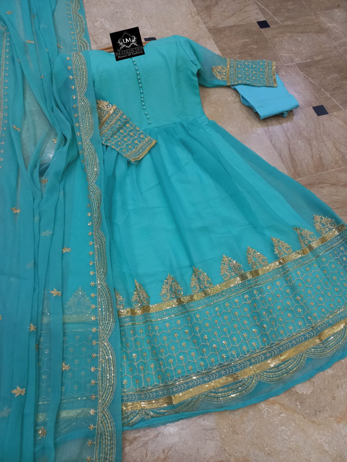 Restock with All New Colours – Chiffon 3-Piece Set with Heavy Sequence Embroidery & Dupatta | Rs. 2400 Only! 5