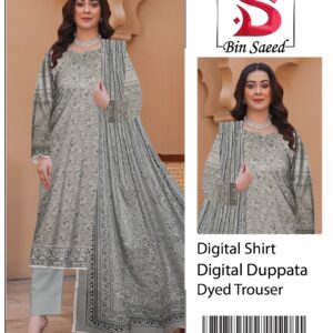 BIN SAEED®️ Summer 2025 Collection – All-Over Printed Lawn Set | Digital Print & Airjet Quality 17