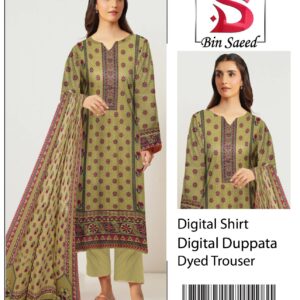 BIN SAEED®️ Summer 2025 Collection – All-Over Printed Lawn Set | Digital Print & Airjet Quality 7