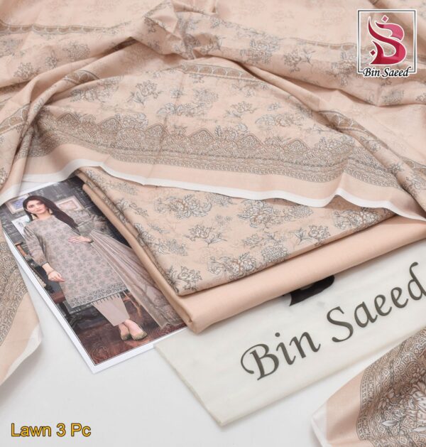 BIN SAEED®️ Summer 2025 Collection – All-Over Printed Lawn Set | Digital Print & Airjet Quality 14