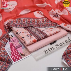 BIN SAEED®️ Summer 2025 Collection – All-Over Printed Lawn Set | Digital Print & Airjet Quality 4