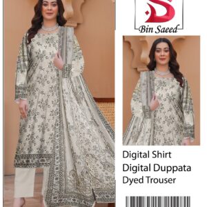 BIN SAEED®️ Summer 2025 Collection – All-Over Printed Lawn Set | Digital Print & Airjet Quality 15