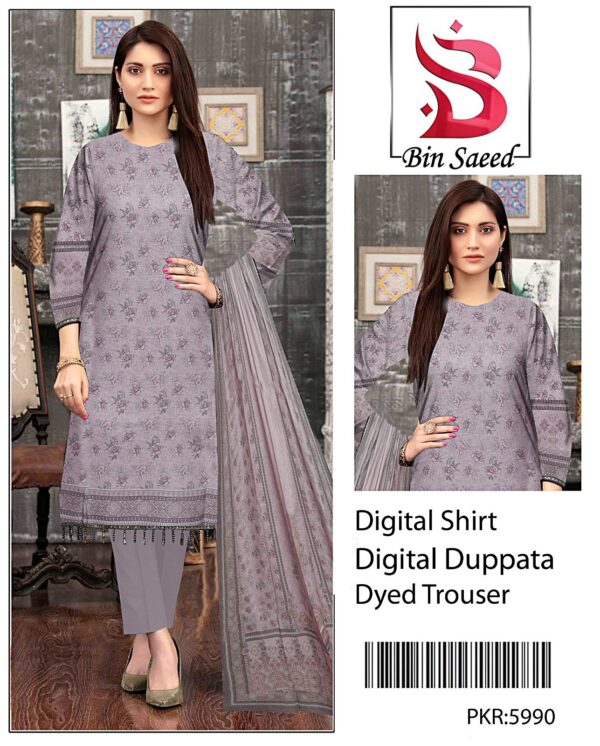 BIN SAEED®️ Summer 2025 Collection – All-Over Printed Lawn Set | Digital Print & Airjet Quality - Image 6