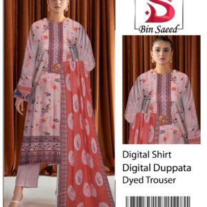 BIN SAEED®️ Summer 2025 Collection – All-Over Printed Lawn Set | Digital Print & Airjet Quality 3