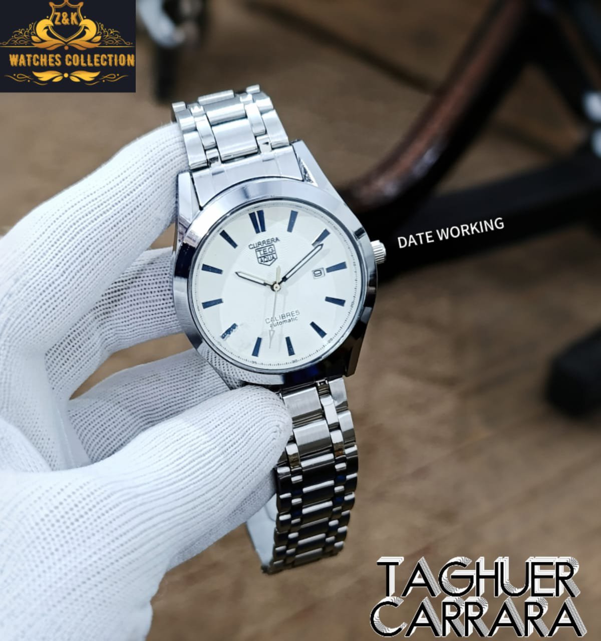 BuyBude TAGHUR Carrera Gants Steel Watch with Date – Elegant Design at Just 1350 - Image 3