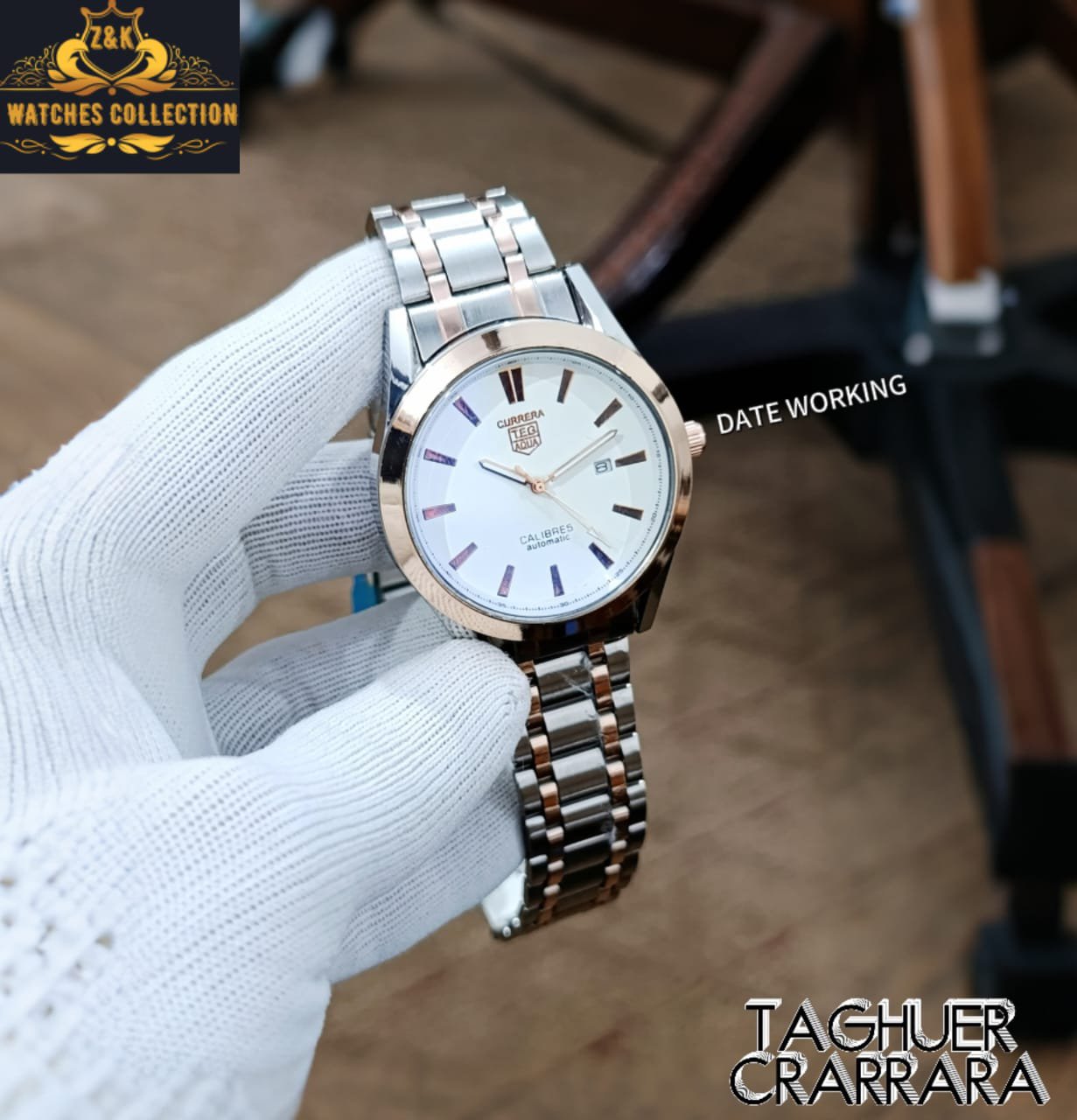 BuyBude TAGHUR Carrera Gants Steel Watch with Date – Elegant Design at Just 1350 - Image 4