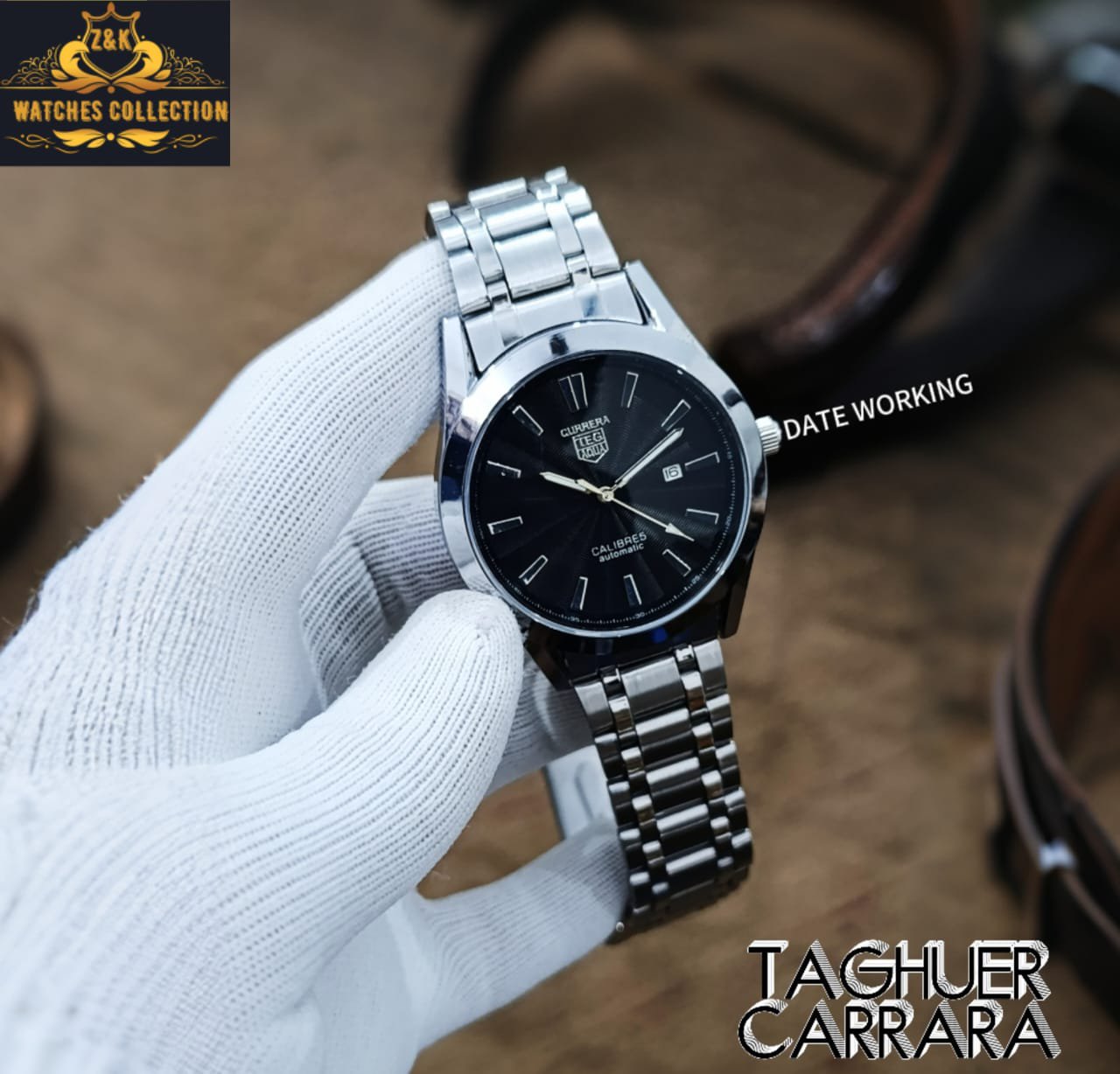 BuyBude TAGHUR Carrera Gants Steel Watch with Date – Elegant Design at Just 1350