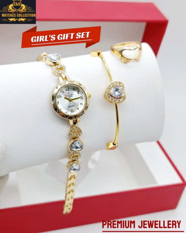 BuyBude Girls Premium Diamond Stone Jewelry Watch Set with Bracelet & Ring – Stylish Combo at Just 1150 - Image 2