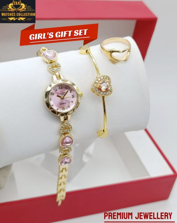 BuyBude Girls Premium Diamond Stone Jewelry Watch Set with Bracelet & Ring – Stylish Combo at Just 1150 - Image 4