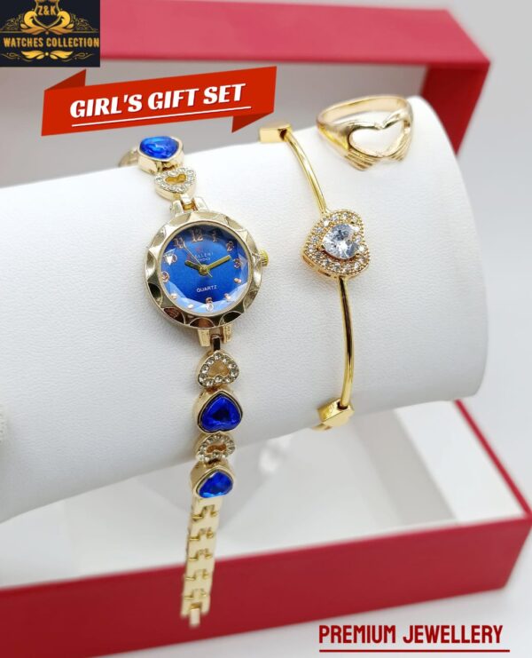BuyBude Girls Premium Diamond Stone Jewelry Watch Set with Bracelet & Ring – Stylish Combo at Just 1150 - Image 3