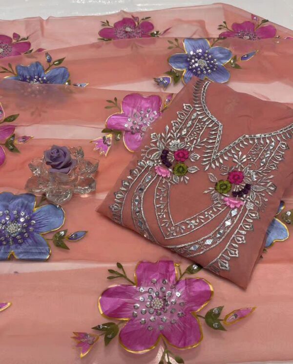New Wedding Partywear 2025 | Premium Handmade Organza 2-Piece with Heavy Mirror & Resham Work