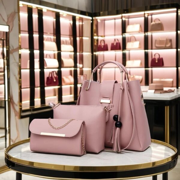 New Collection 3-Piece Soft Leather Bag Set | Cloud Bag, Wallet & Keychain – 9 Colors Available - Image 3