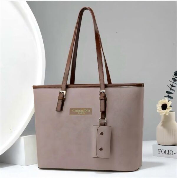 New Christian Dior Tote Bag for Girls | Stylish Design with Mini Pouch Keychain – 6 Colors - Image 3