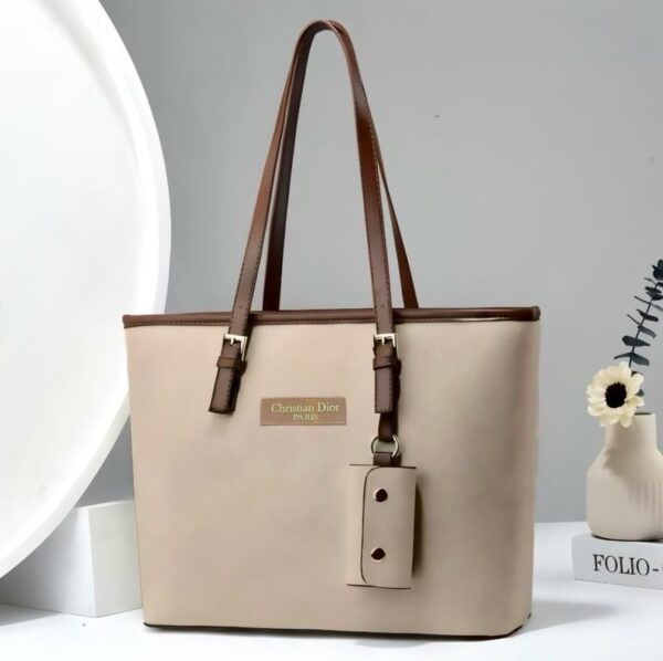 New Christian Dior Tote Bag for Girls | Stylish Design with Mini Pouch Keychain – 6 Colors - Image 5