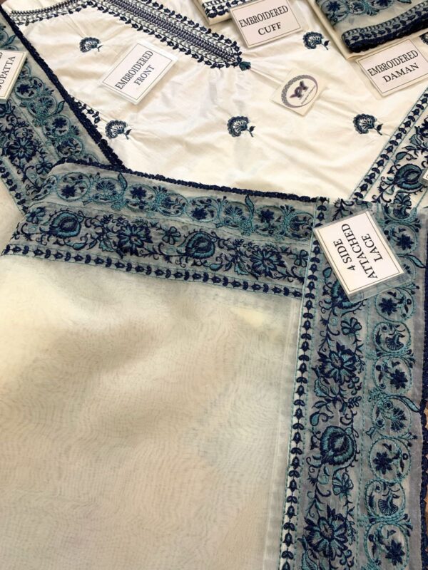 Zarqash Lawn Collection – Fully Embroidered Front, Sleeves & Organza Dupatta | Ready to Wear | Rs. 4750 Only - Image 4