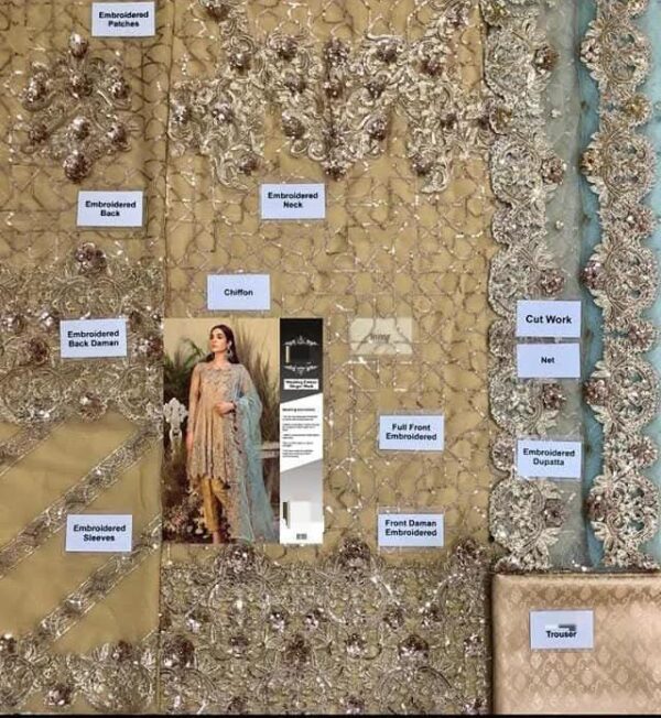 Imorzia Wedding Edition – 3D Sequin Chiffon Dress with Cutwork Dupatta & Malai Trouser - Image 2