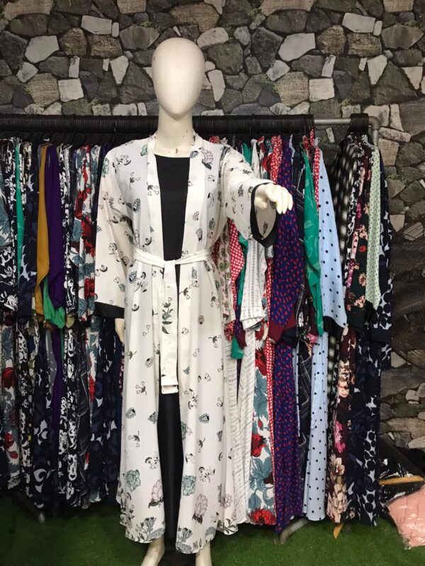New Stylish Joint Upper Abaya – A1 Georgette Fabric with Printed Belt 3 - Image 2