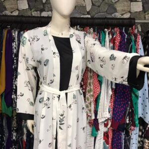 New Stylish Joint Upper Abaya – A1 Georgette Fabric with Printed Belt 3
