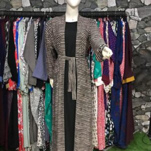 New Stylish Joint Upper Abaya – A1 Georgette Fabric with Printed Belt 2