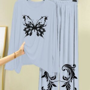 New Cotton Jersey Night Suits for Women – Stylish Blue Prints 10