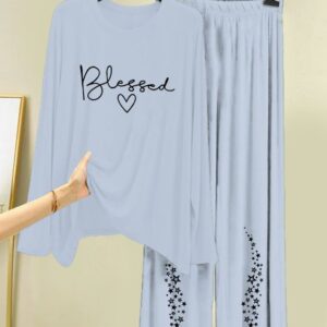 New Cotton Jersey Night Suits for Women – Stylish Blue Prints 15