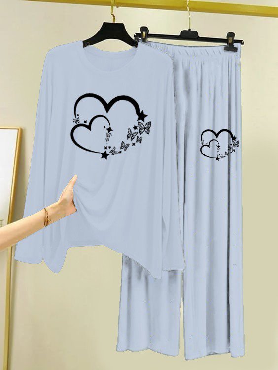 New Cotton Jersey Night Suits for Women – Stylish Blue Prints 19