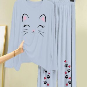 New Cotton Jersey Night Suits for Women – Stylish Blue Prints 8