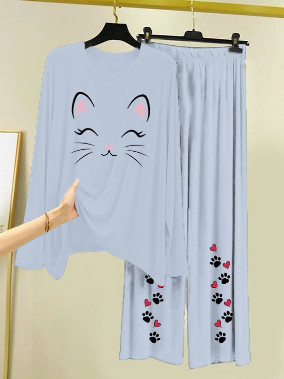 New Cotton Jersey Night Suits for Women – Stylish Blue Prints - Image 8