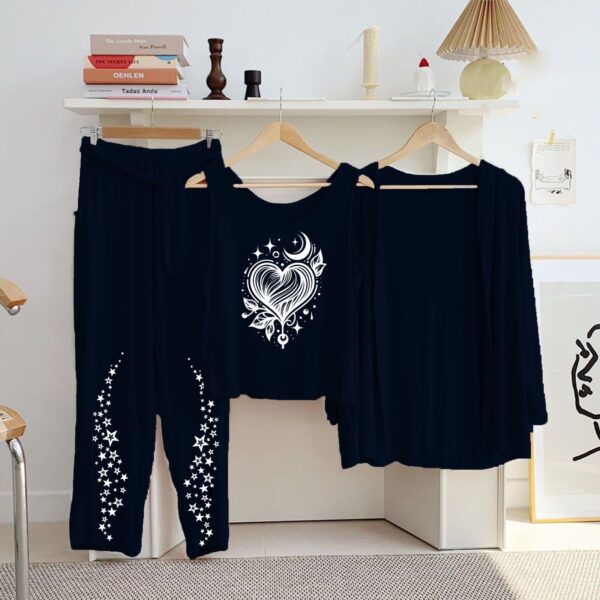 Printed 3 Pc Jersey Night Suits | New Colors & Blue Arrivals for Women - Image 9