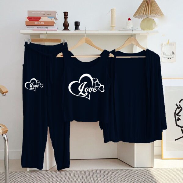 Printed 3 Pc Jersey Night Suits | New Colors & Blue Arrivals for Women - Image 6