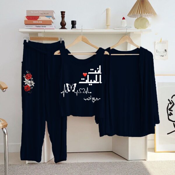 Printed 3 Pc Jersey Night Suits | New Colors & Blue Arrivals for Women - Image 4