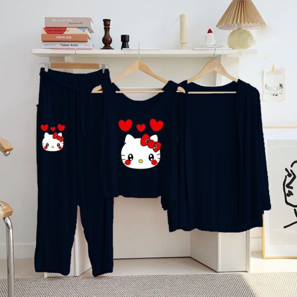 Printed 3 Pc Jersey Night Suits | New Colors & Blue Arrivals for Women - Image 10