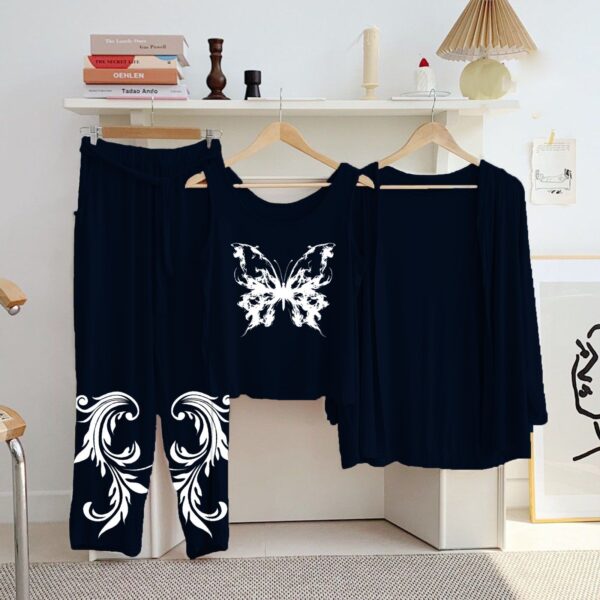 Printed 3 Pc Jersey Night Suits | New Colors & Blue Arrivals for Women - Image 8