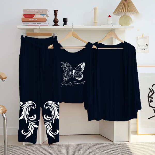 Printed 3 Pc Jersey Night Suits | New Colors & Blue Arrivals for Women - Image 3