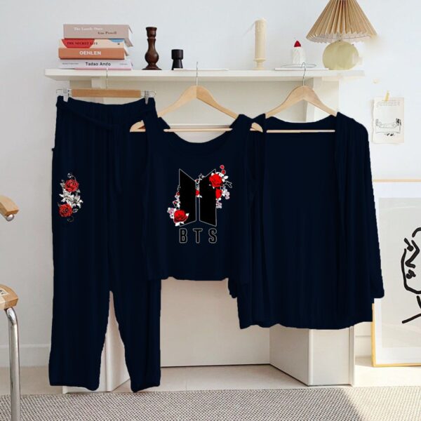 Printed 3 Pc Jersey Night Suits | New Colors & Blue Arrivals for Women - Image 5