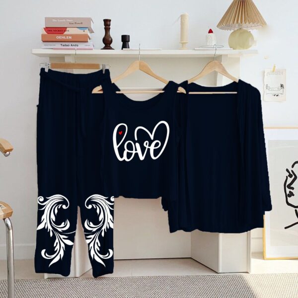 Printed 3 Pc Jersey Night Suits | New Colors & Blue Arrivals for Women