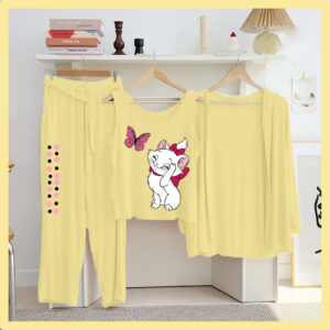 Lemon Color Printed 3 Pc Jersey Night Suit | Soft & Stylish New Arrival 4