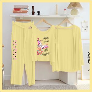 Lemon Color Printed 3 Pc Jersey Night Suit | Soft & Stylish New Arrival 30