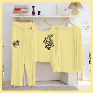 Lemon Color Printed 3 Pc Jersey Night Suit | Soft & Stylish New Arrival 17