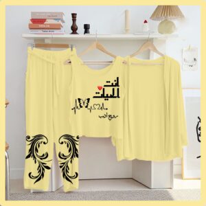 Lemon Color Printed 3 Pc Jersey Night Suit | Soft & Stylish New Arrival 28