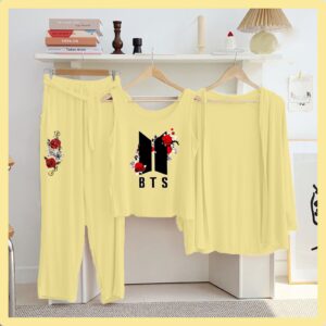 Lemon Color Printed 3 Pc Jersey Night Suit | Soft & Stylish New Arrival 22